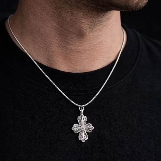 Kalung Salib Tribal Titanium Pria Wanita Stainless Anti Karat Aesthetic Vintage