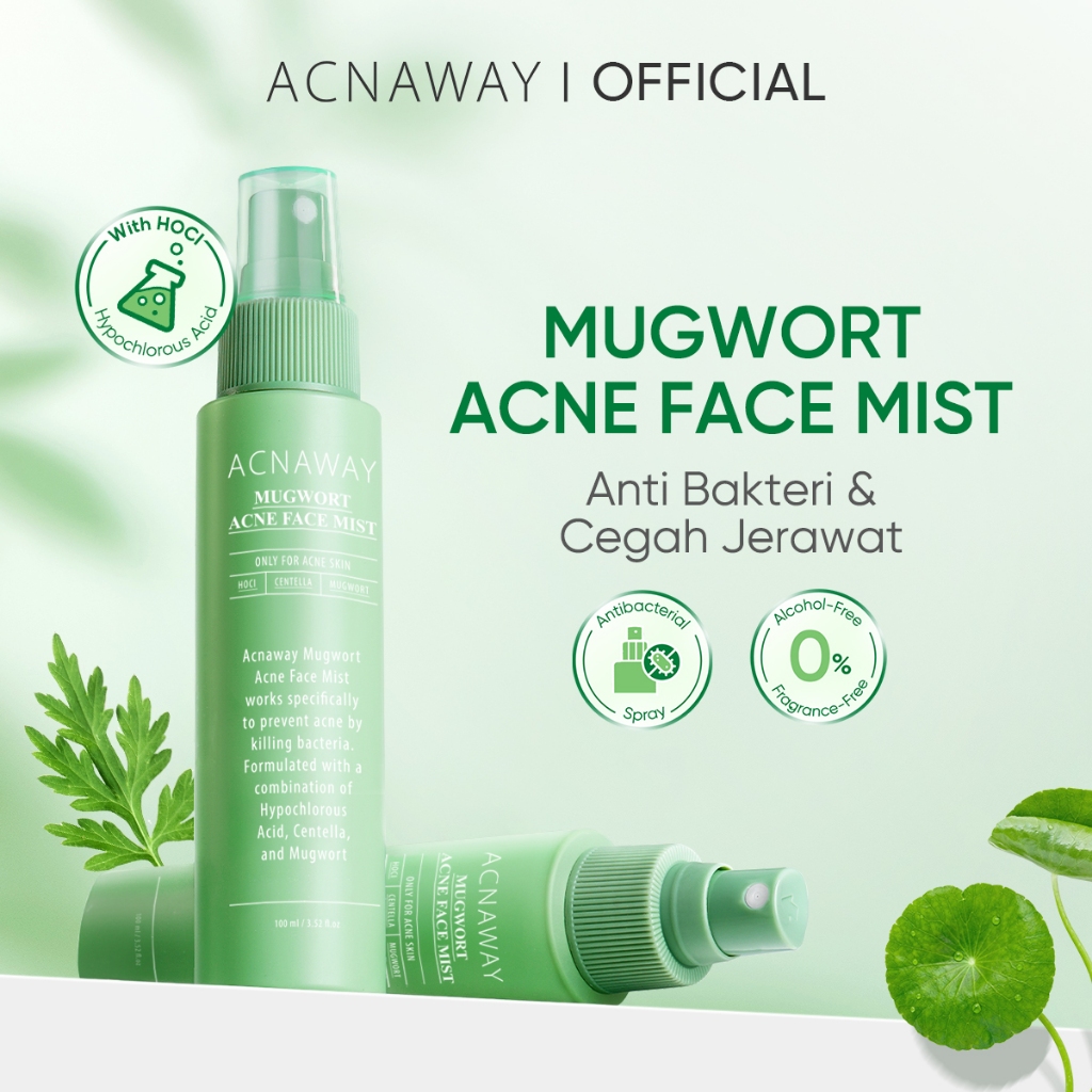 ACNAWAY Mugwort Acne Face Mist Spray – Antiseptik Wajah Jerawat dengan HOCl + Centella + Mugwort | M