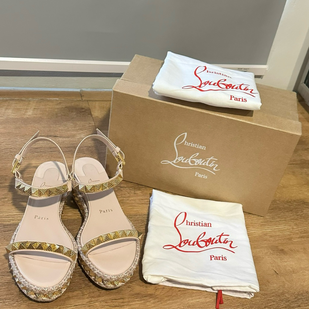 Christian Louboutin Pyraclou 60 Espadrilles Wedges Preloved Original Size 37,5