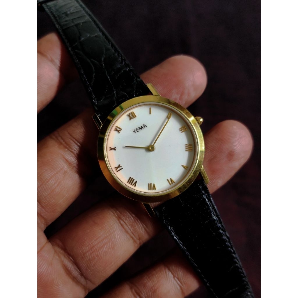 Jam Tangan Pria Dress Yema France Gold Tone