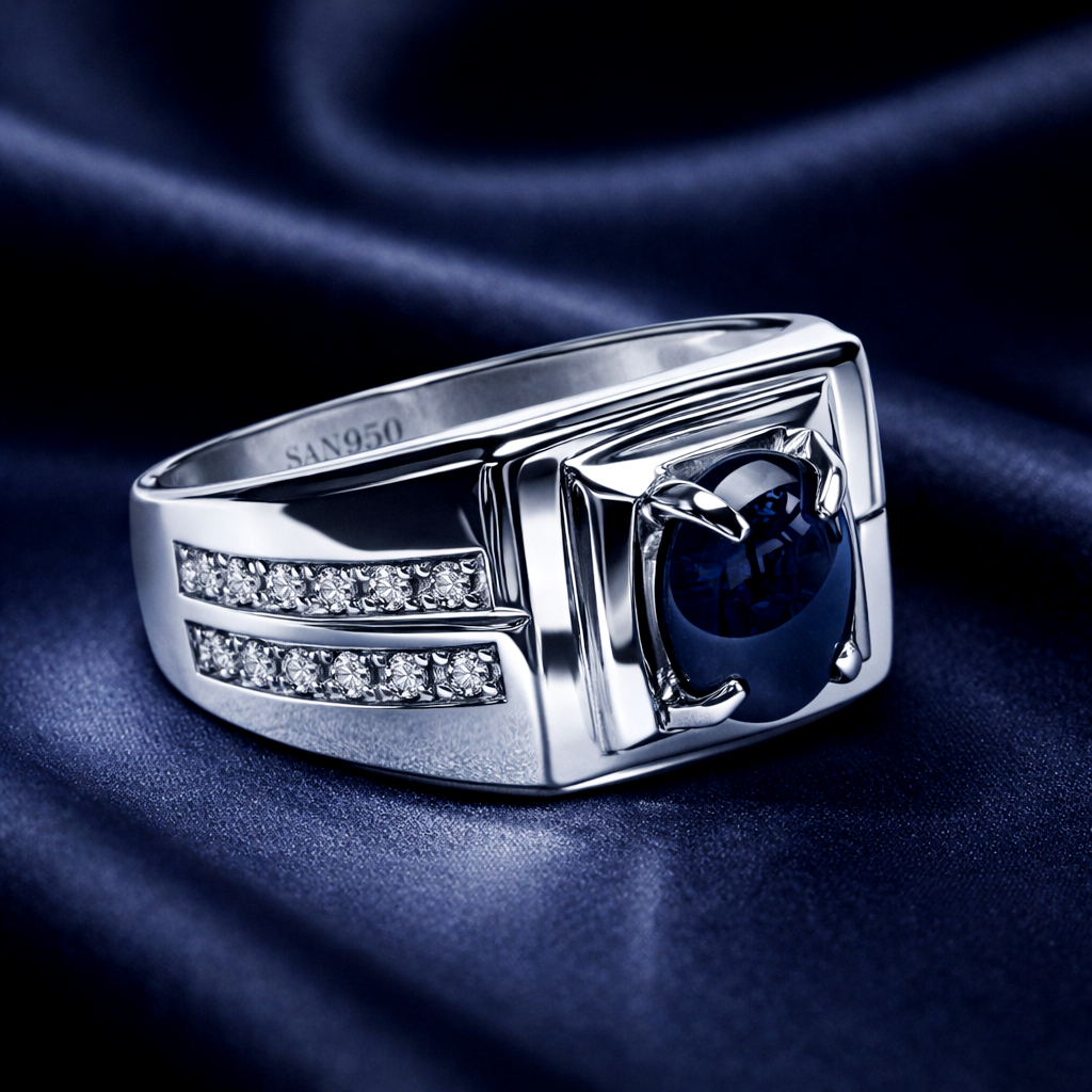 Cincin Pria Ikat Batu Akik Permata EB001 - Perak 950 Asli - Ring Custom Handmade Eksklusif