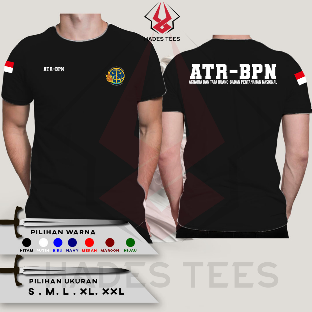 Kaos Baju Kementerian ATR-BPN Agraria dan Tata Ruang - Badan Pertanahan Nasional Baju Pemerintahan