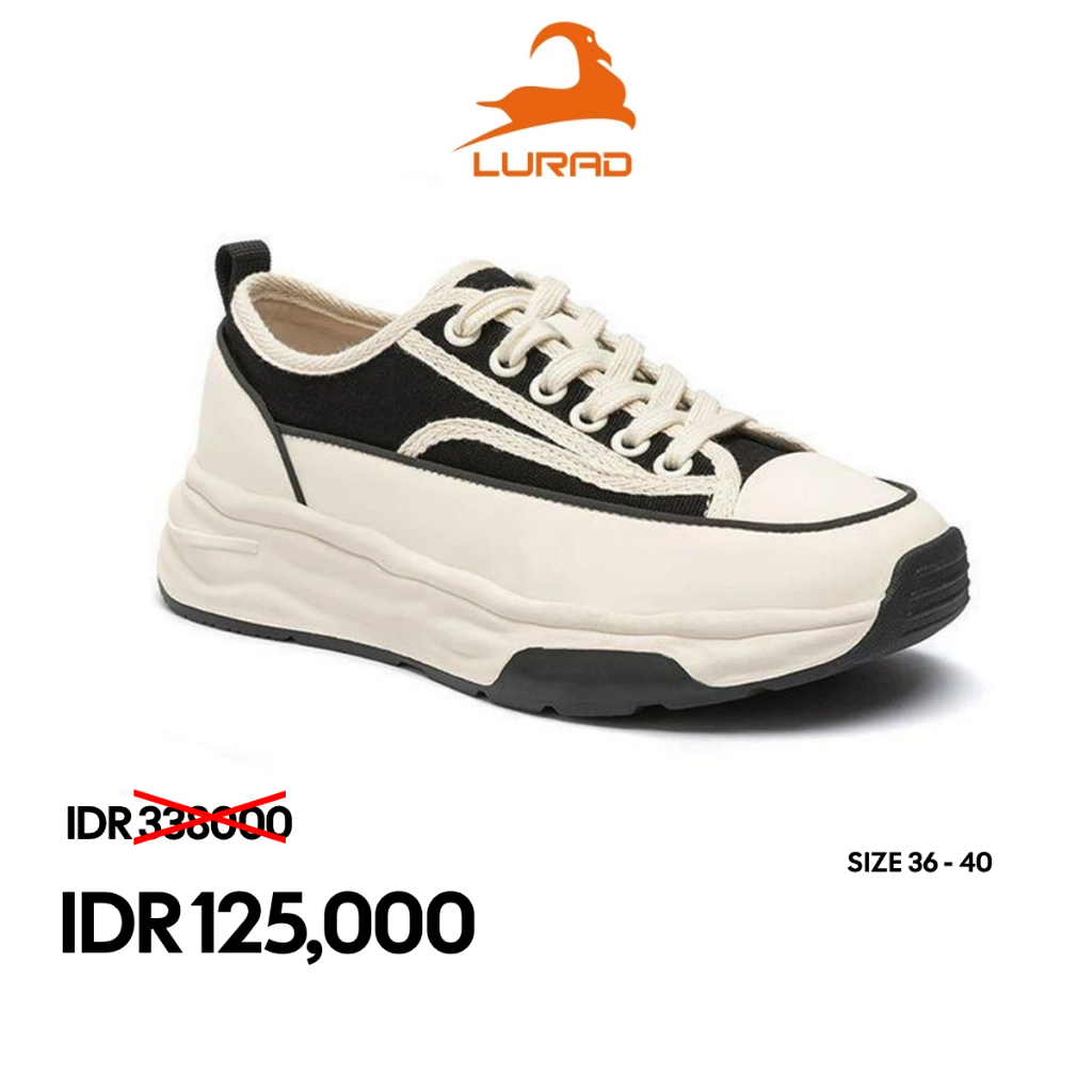 LURAD Sepatu Wanita Bertali 2 Warna Bahan Kanvas Sepatu Cewek Sol Empuk Anti Gembos Ringan WL212