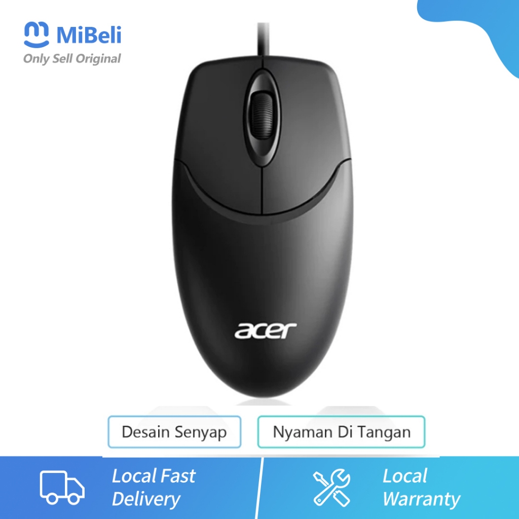 Acer Mouse Kabel M117 Desain Senyap Nyaman Di Tangan Mouse Laptop Mouse Gaming