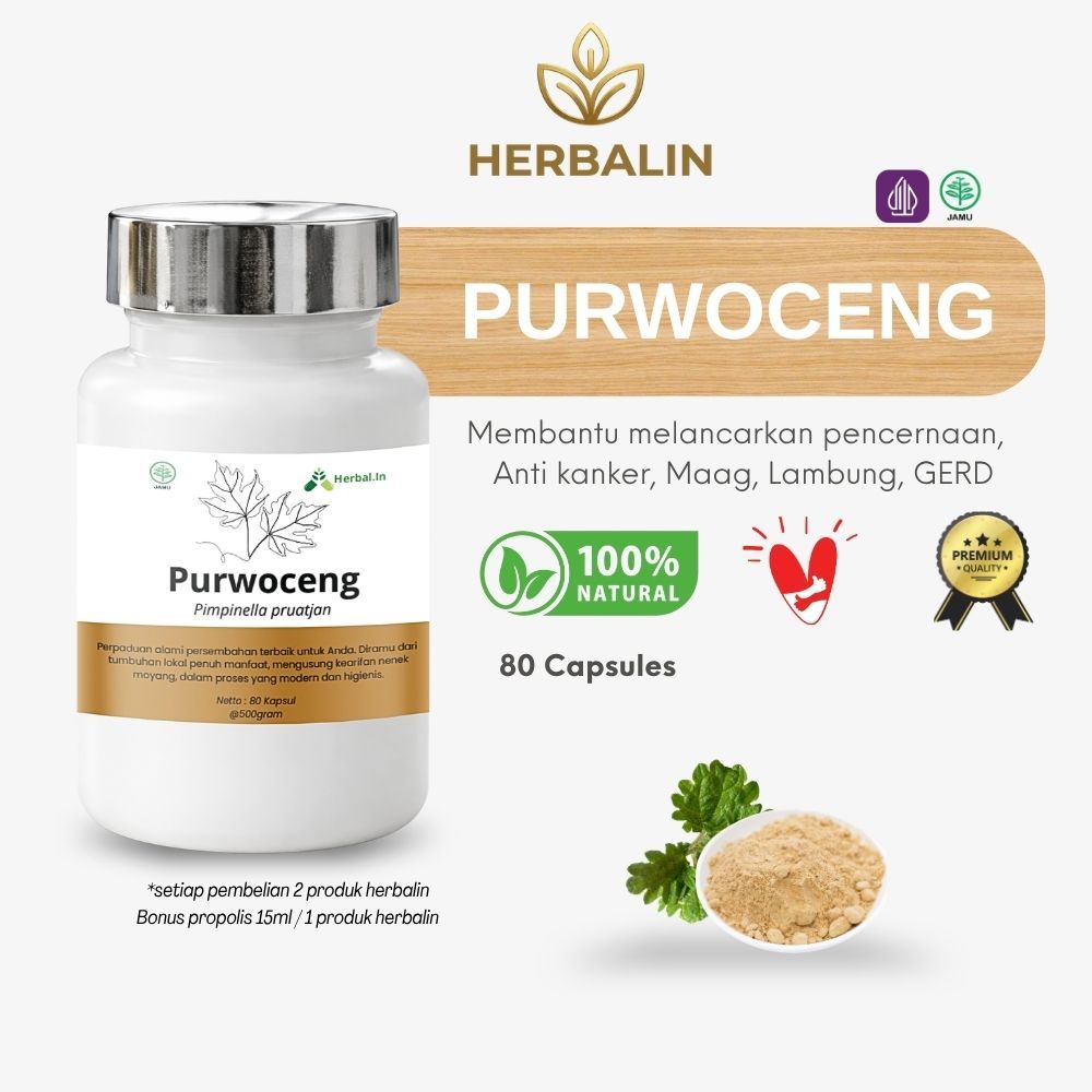 HERBALIN - Kapsul Purwoceng 80 Kapsul Obat Herbal Original 100% Murni