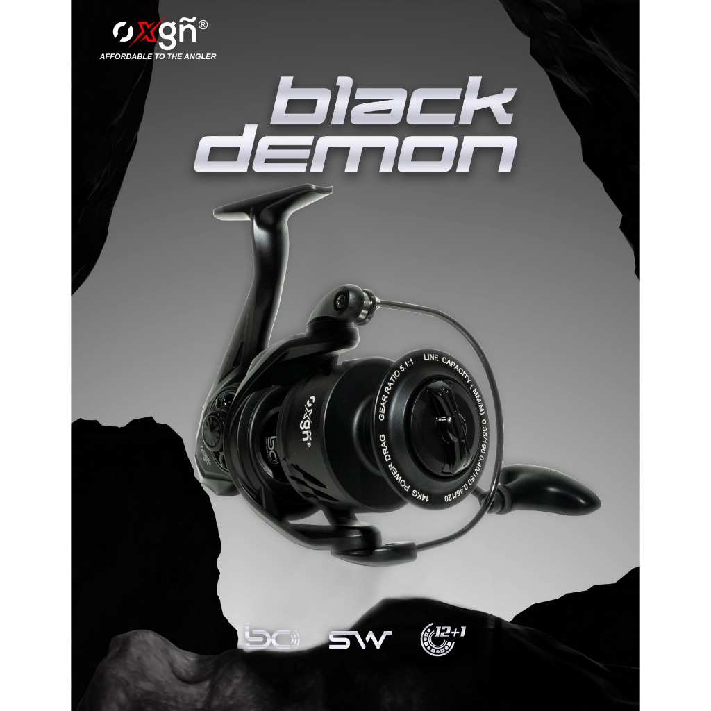 REEL PANCING OXGN BLACK DEMON SW | 1000 2000 3000 4000 6000 | 12+1 BB | Carbon Drag Washer