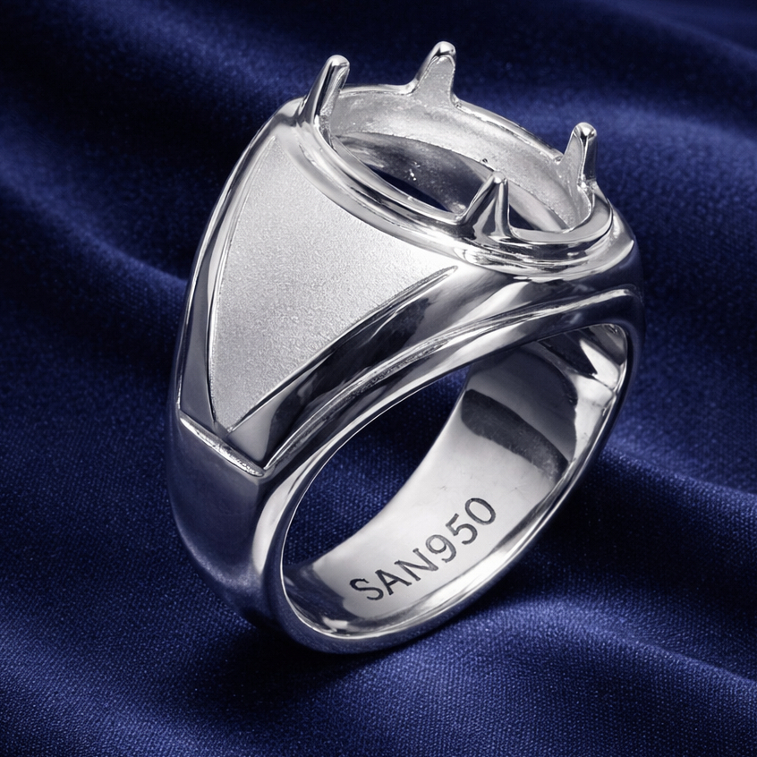 Cincin Emban Kosongan Ikat Batu Akik Permata Mulia SAN950 - Perak 950 Custom Handmade | All Size