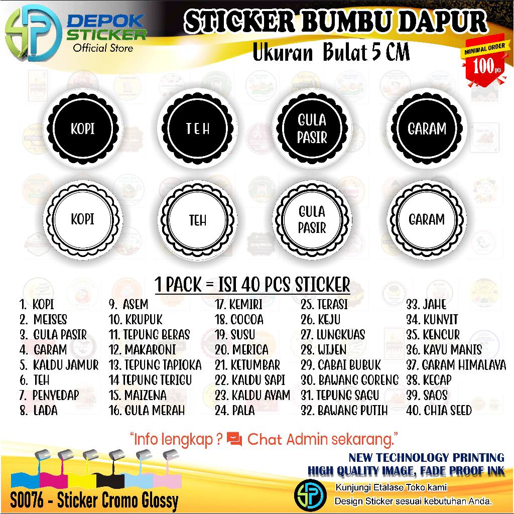 Stiker label Bumbu Dapur Murah | Bulat (1pack 40 pcs)