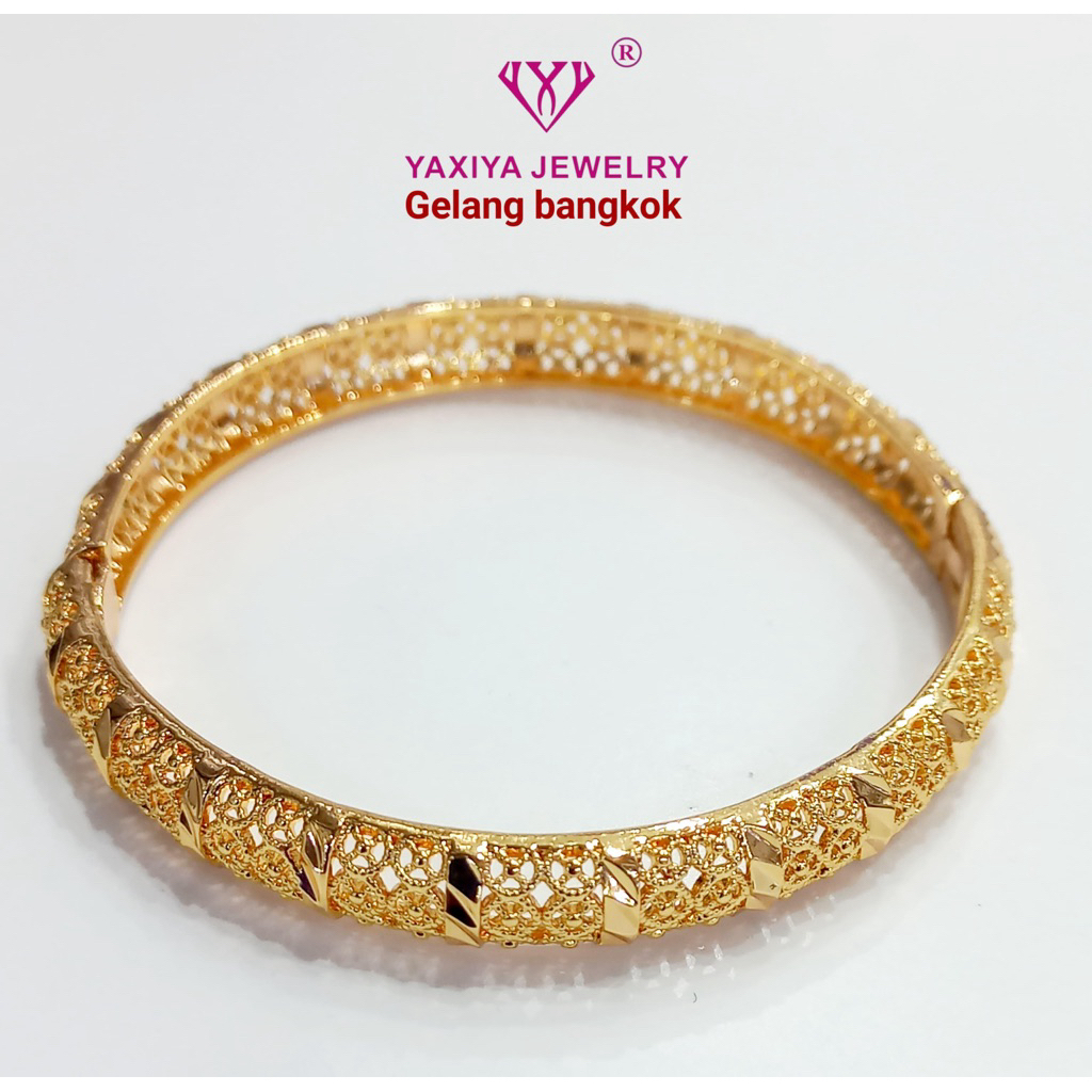 Gelang Bangkok Dubai Oval Ukir Diameter 5.6