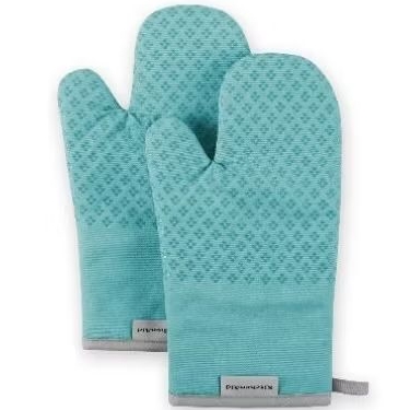 KitchenAid Asteroid Oven Mitt 2-Pack Set, Aqua, 7"x12.5"
