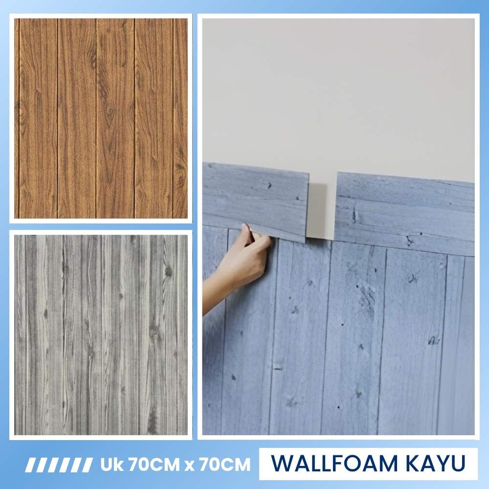 Wallpaper Foam Dinding Motif Kayu Wall Foam Motif Kayu 70x77 Wall Foam Kayu Foam Dinding 3D