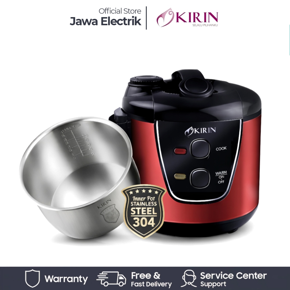 KIRIN KRC 389 Rice Cooker 2 liter Panci Luar Dalam Stenlies Merah