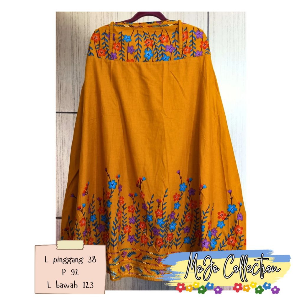 Rok Bawahan Batik Warna Kunyit | Rok Warna kuning | Rok Panjang Pinggang Karet | Preloved Murah