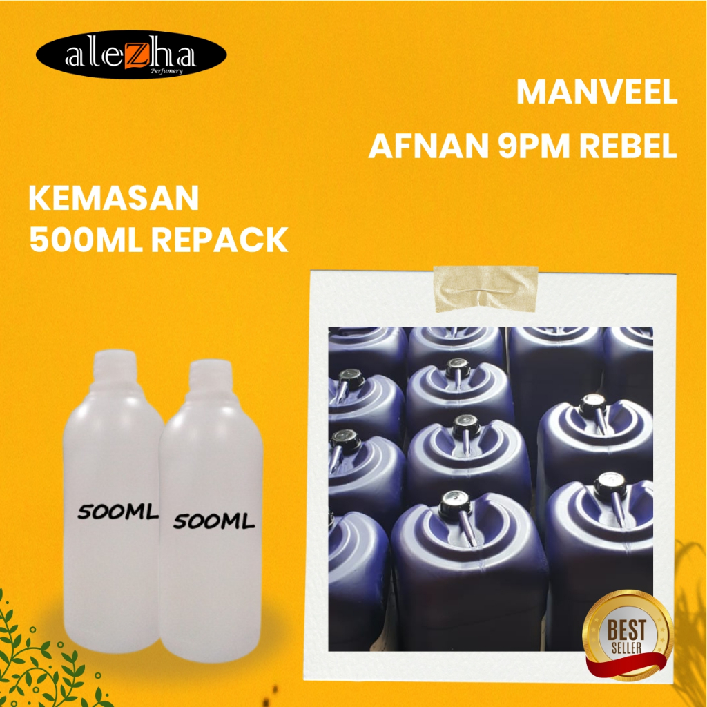 Bibit Parfum Murni AFNAN 9PM REBEL (MANVEEL) 500ML REPACK
