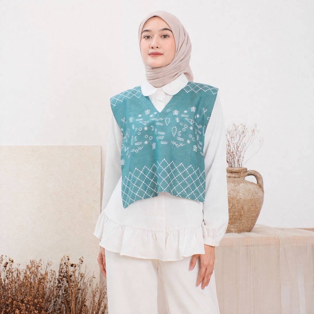 VEST ROMPI BATIK WANITA || ROMPI BATIK ATASAN WANITA MOTIF MODERN || VEST ROMPI KASUAL FORMAL || VES