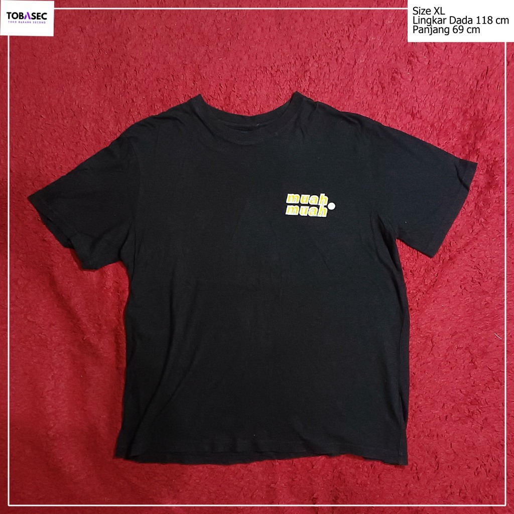 Kaos Baju Tshirt MuahMuah bahan katun Warna hitam Size XL