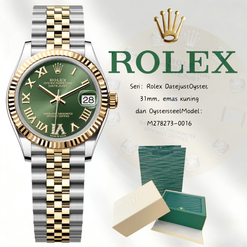 (100% Rolex Asli)Jam Tangan Rolex Datejust Series M278273-0016 Datejust Jam tangan wanita Rolex Meka