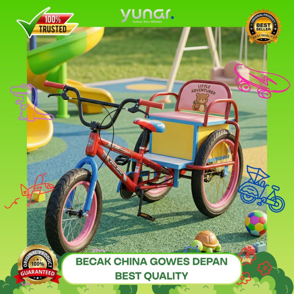Mainan Anak - Becak Mini China Gowes Depan | BEST MATERIAL QUALITY | Permainan Anak
