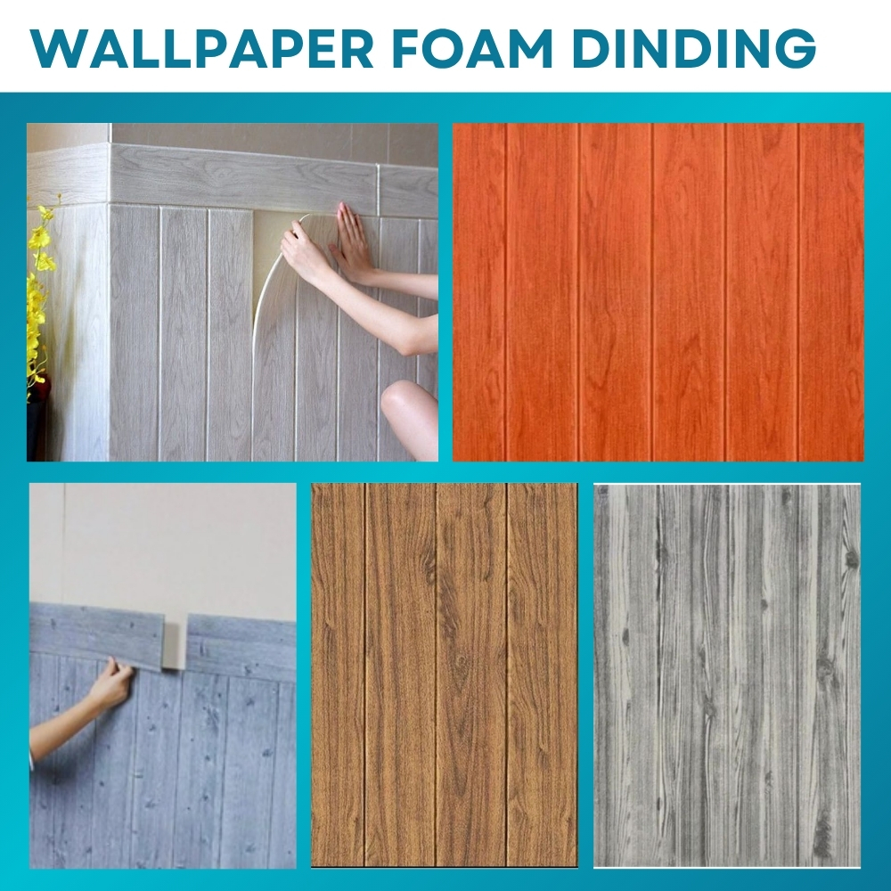 Wallpaper Sticker WallFoam 3D Motif Kayu Wall Foam Kayu Foam Dinding 3D Wall Foam Dinding Motif Kayu