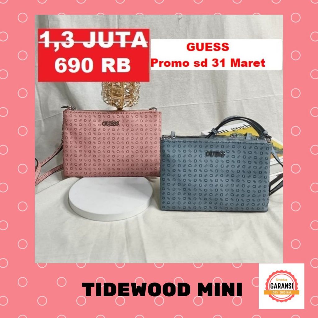 Tas Wanita sling bag Guess ori 100%  seri TIDEWOOD MINI DOUBLE ZIP  SALE murah