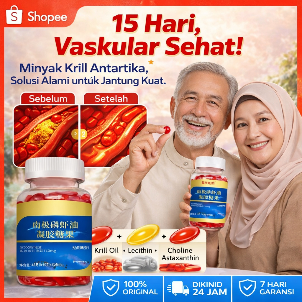 ASLI HALA Antarctic Krill Oil Capsules (60 Capsules) Astaxanthin Capsules Vascular Protection Krill 
