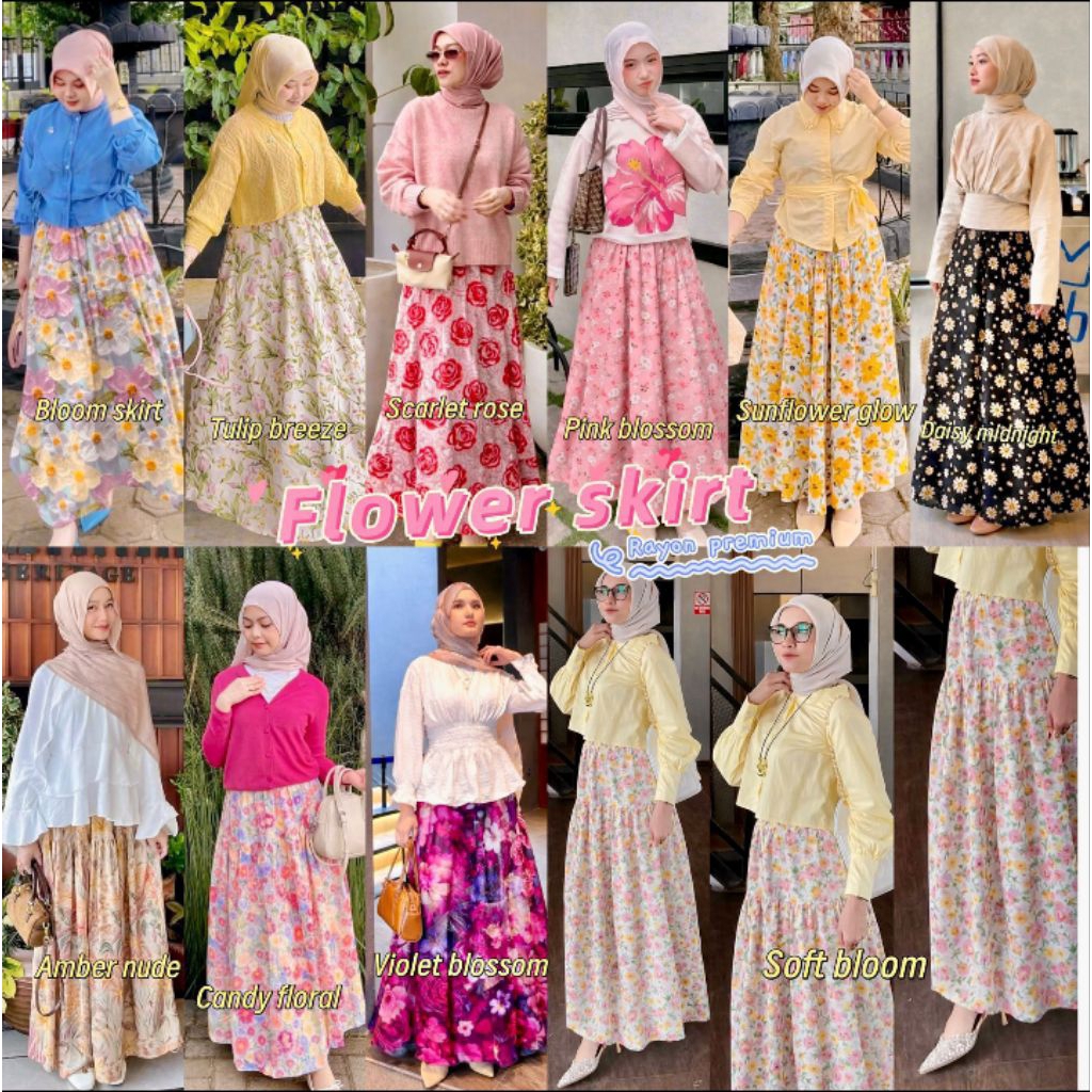 Rok Rosella Bunga-Rok Panjang Korean Style Rok Rempel-Flower skirt