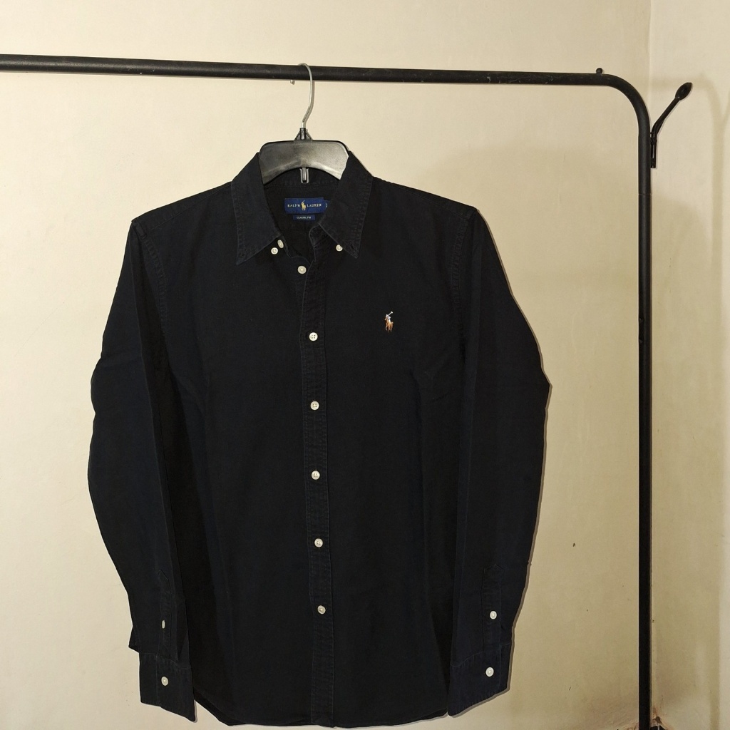 Kemeja Hitam Polo Ralph Lauren Pria Wanita Oxford Original