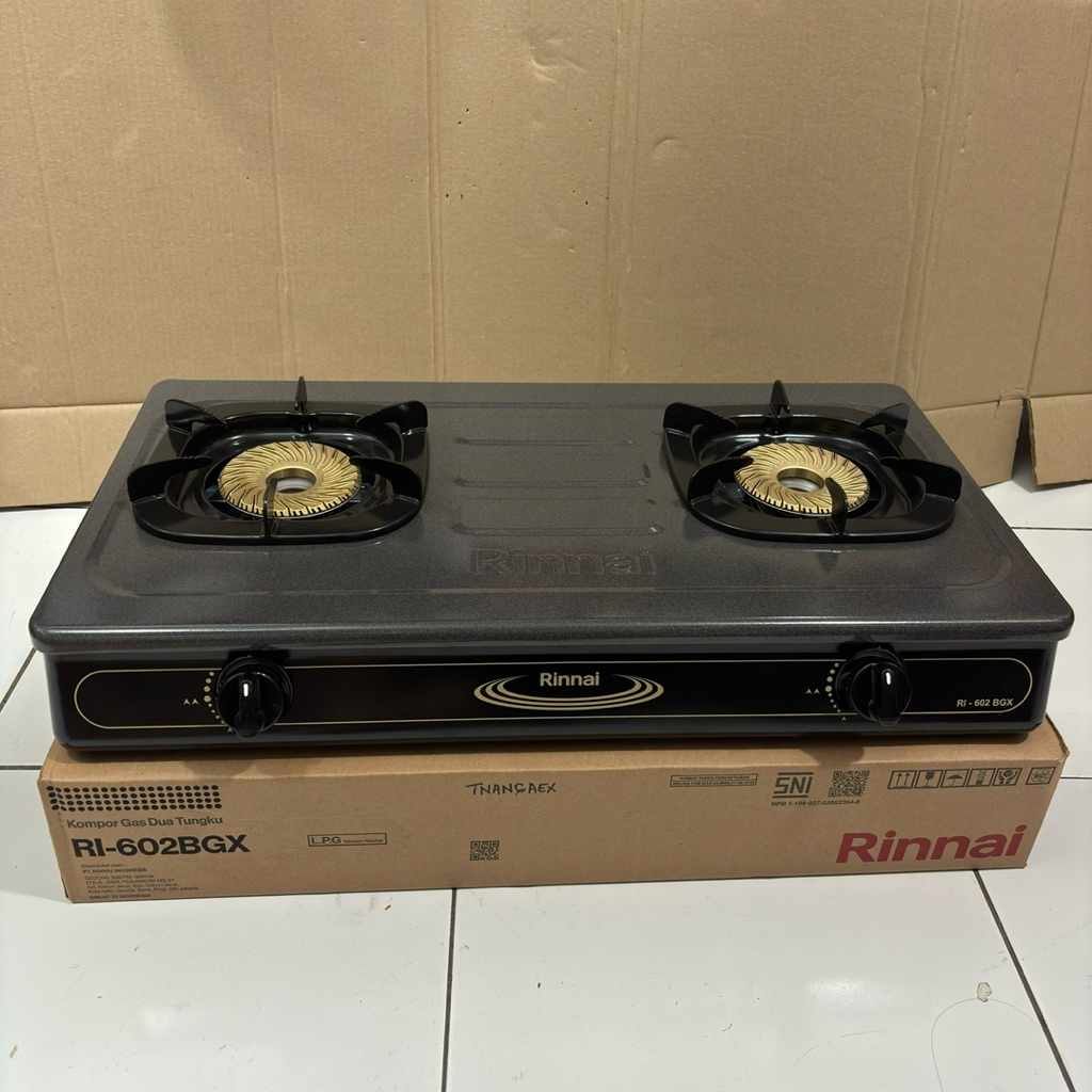 Kompor Gas Rinnai 2 Tungku Burner Tornado Rinnai RI-602 BGX