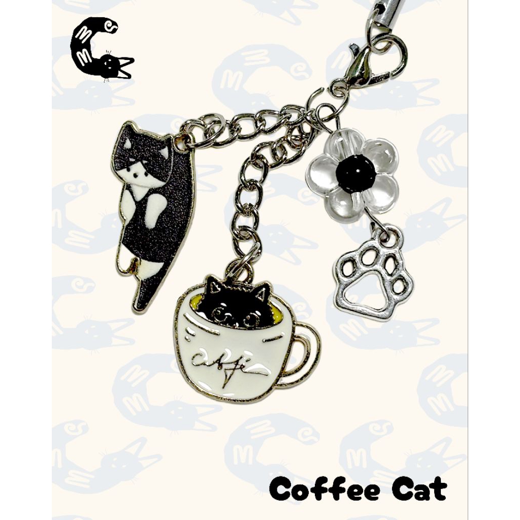 COFFE CAT ENERGY - Phone Charm / Bag Charm bentuk kucing | Catalose Studio