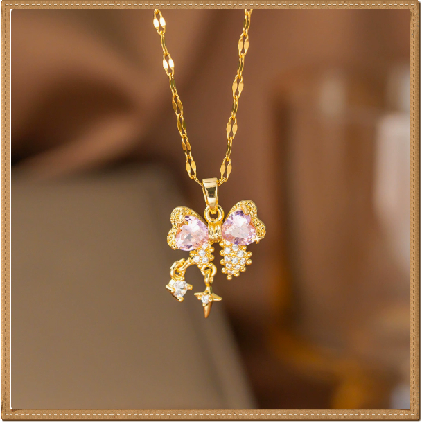 Kalung Titanium Wanita Kalung model terbaru kalung tidak mudah luntur Kalung bahan tembaga berlapis 