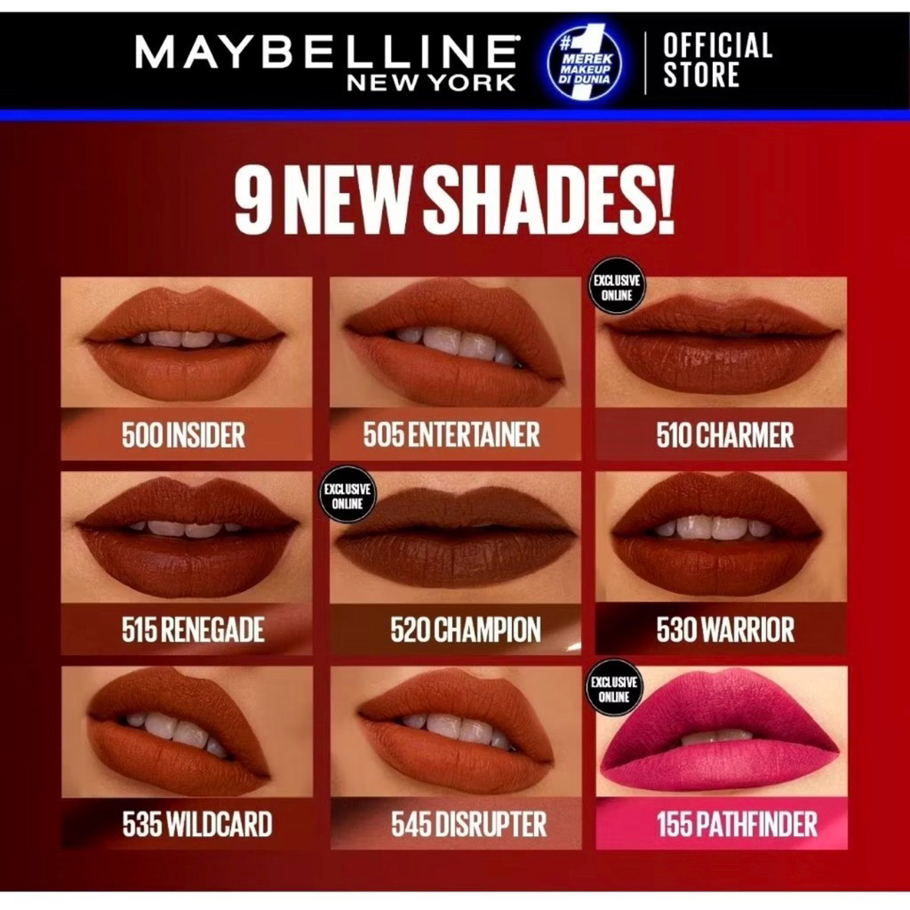 Lipstik Matte Maybelline Superstay Matte Ink - Tahan Lama, Transferproof, 30+ Warna