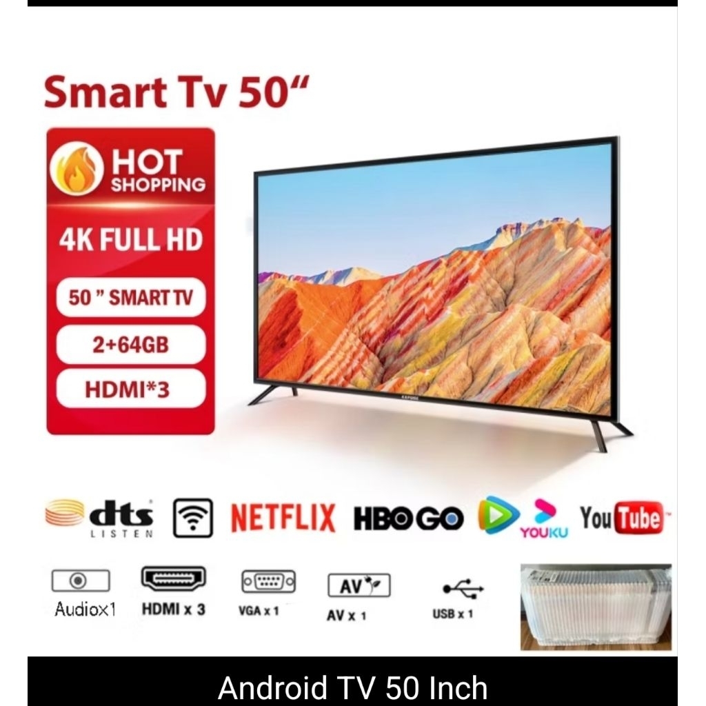 Smart TV 50 inch Expose adalah pilihan TV Android 4K UHD terjangkau yang dilengkapi WiFi,
