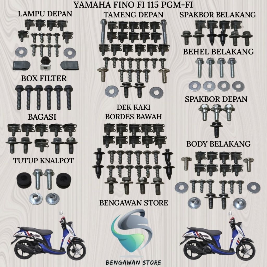 Baut Full Set Cover Bodi Body Yamaha Fino FI 115 PGM-FI