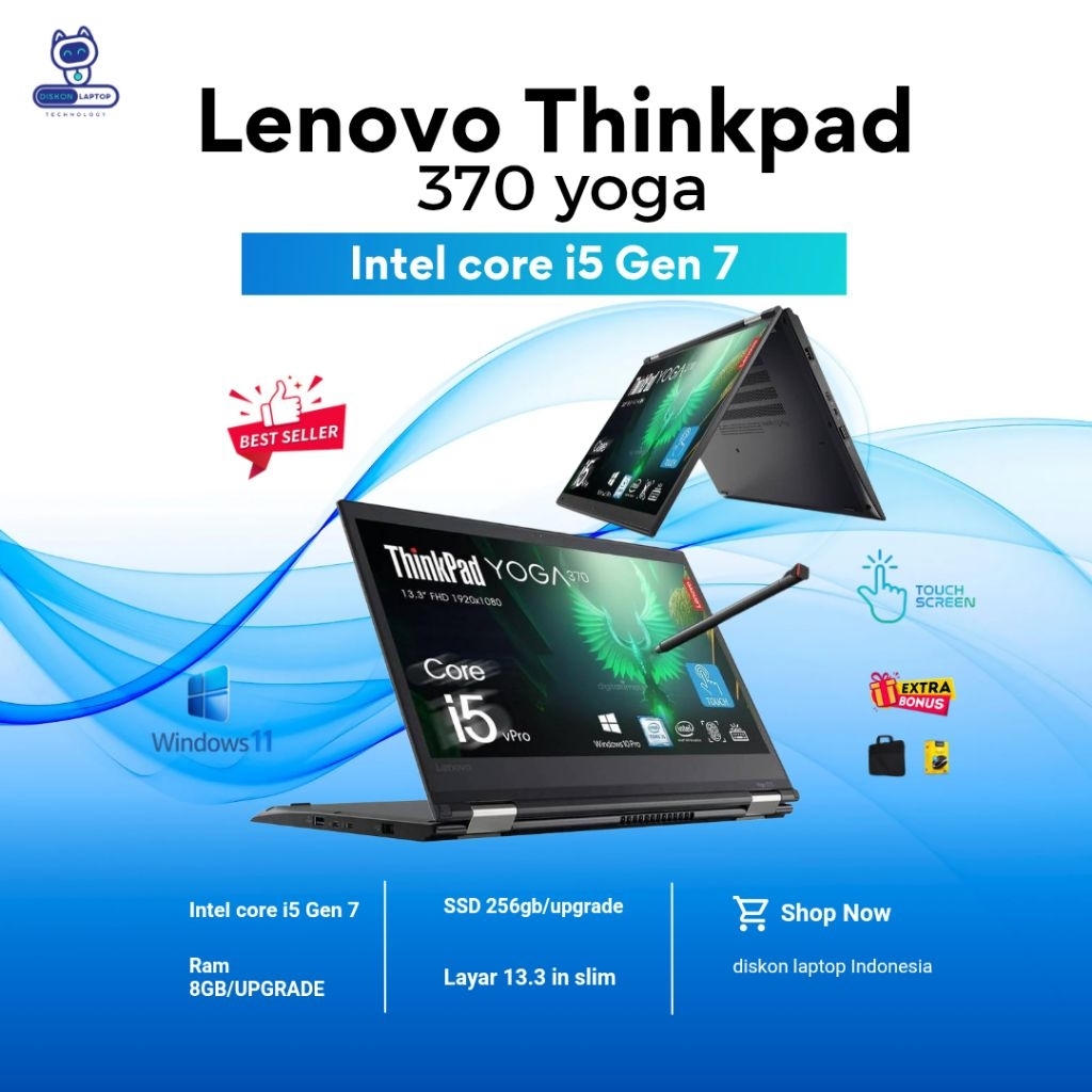 LAPTOP LENOVO THINKPAD 370 YOGA INTEL CORE I5 GEN 7 2IN1 X390 X380 L13 YOGA ORIGINAL BAWAAN MULUS BE