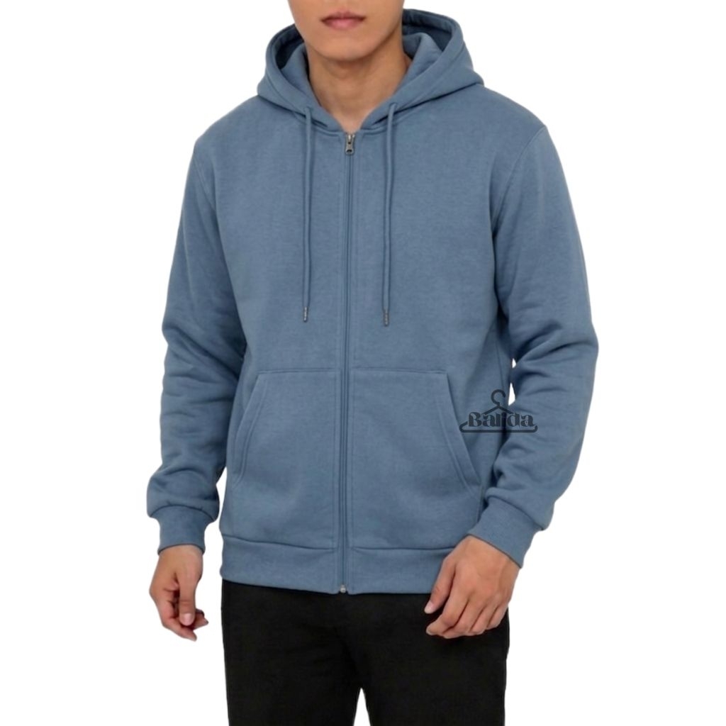 Sweater Hoodie Pria Zipper Fleece Polos Denim