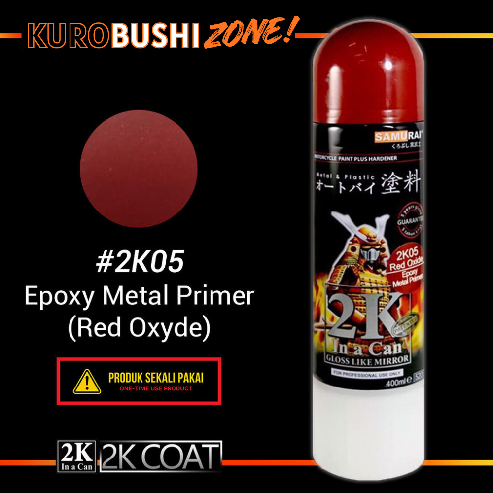 SAMURAI PAINT UNDERCOAT EPOXY METAL PRIMER RED OXIDE ANTI KARAT / WARNA MERAH | 2K SERIES 400ML