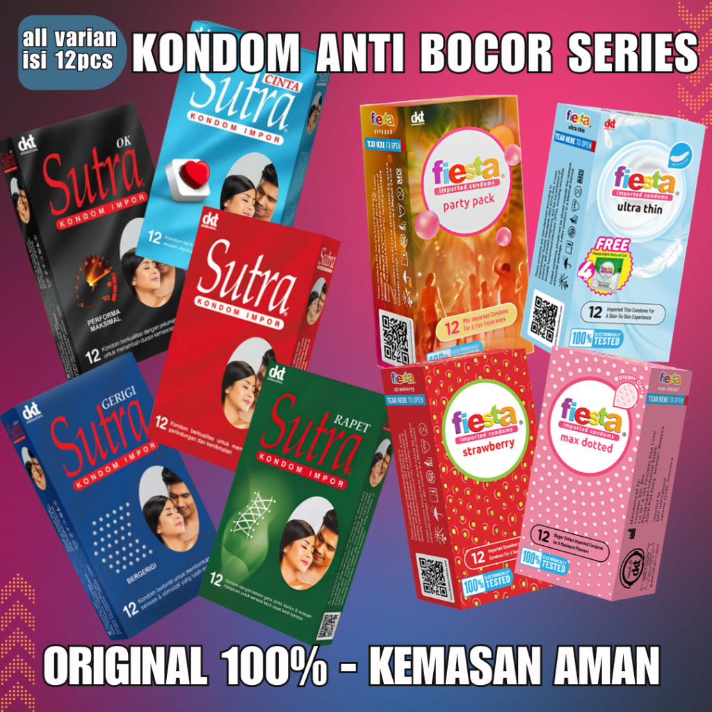 RAHASIA 100% AMAN | Kondom FIESTA Impor Semua Varian - Kondom SUTRA Polos Gerigi Tipis Anti Bocor