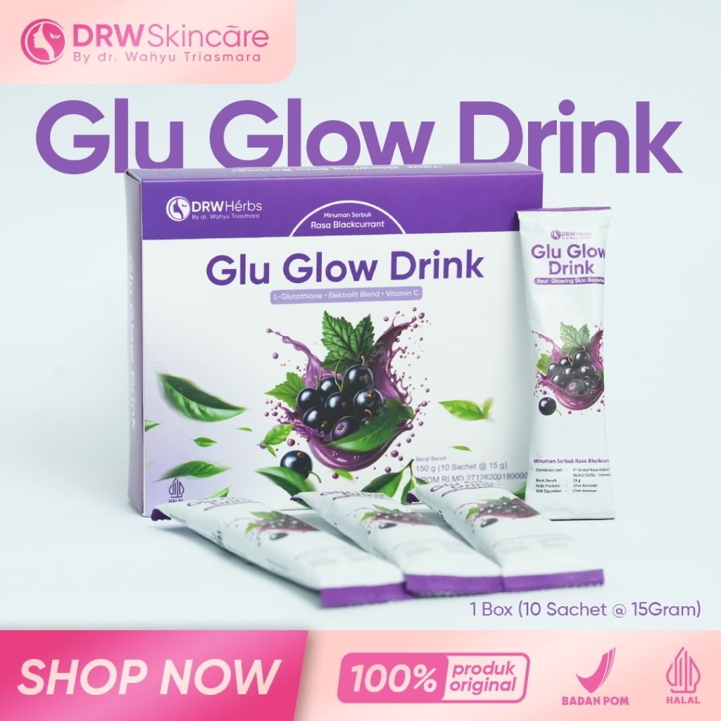 Glu Glow Drink DRW Herbs – Minuman Kolagen & L-Glutathione | Booster Kulit Glowing dari Dalam Glow B