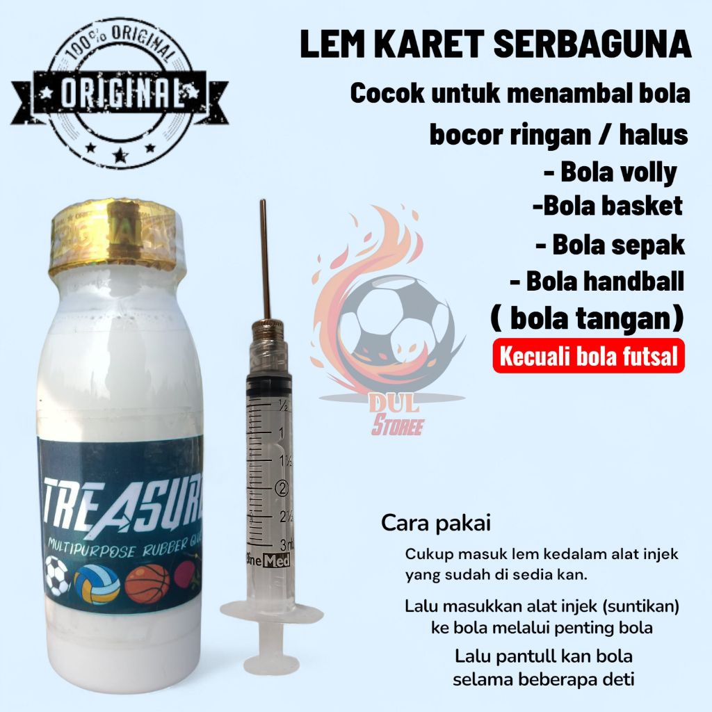 Lem penambal bola bocor halus untuk menambal bola sepak bola volly dll