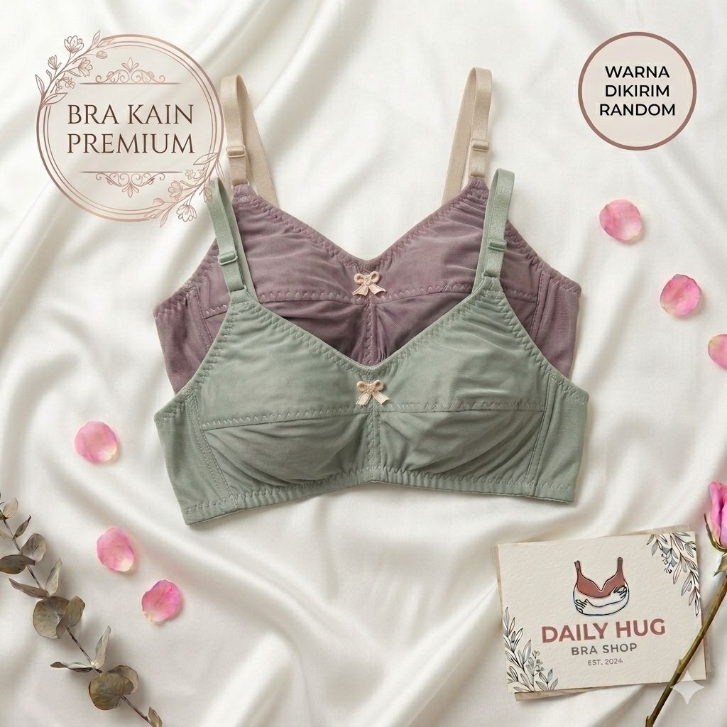 Paket 2 Pcs Bra Daily Bra Kain tanpa Kawat & Busa