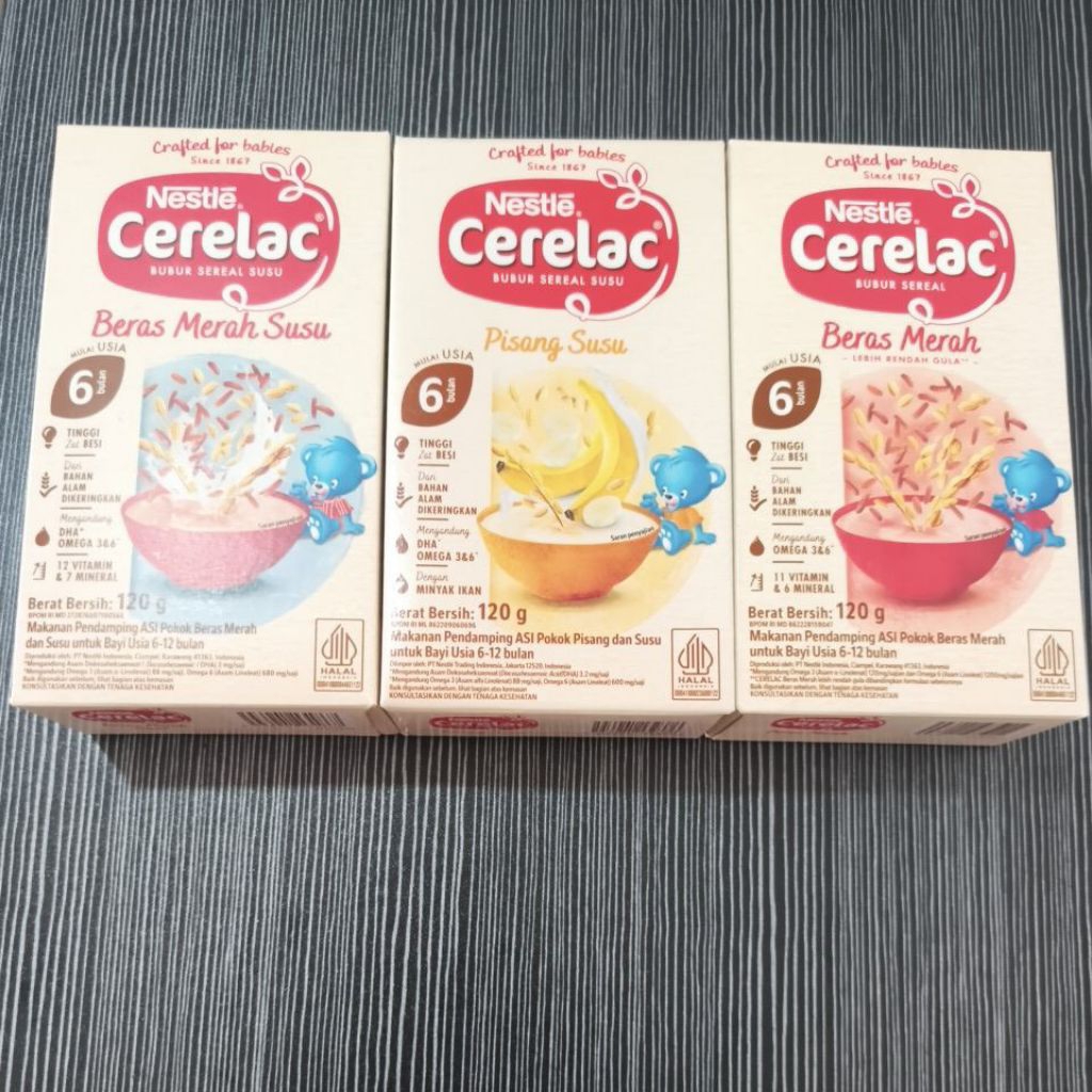 Bubur Bayi Nestle Cerelac 120g - Pilihan Rasa Pisang Susu , Beras Merah & Beras Merah Susu
