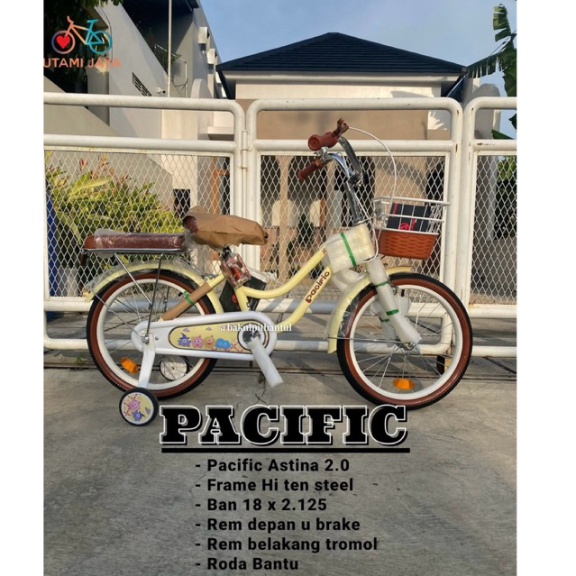 Sepeda Mini ring 18 Pacific Astina |Sepeda keranjang |Sepeda anak cewek roda 4 mini keranjang |Seped