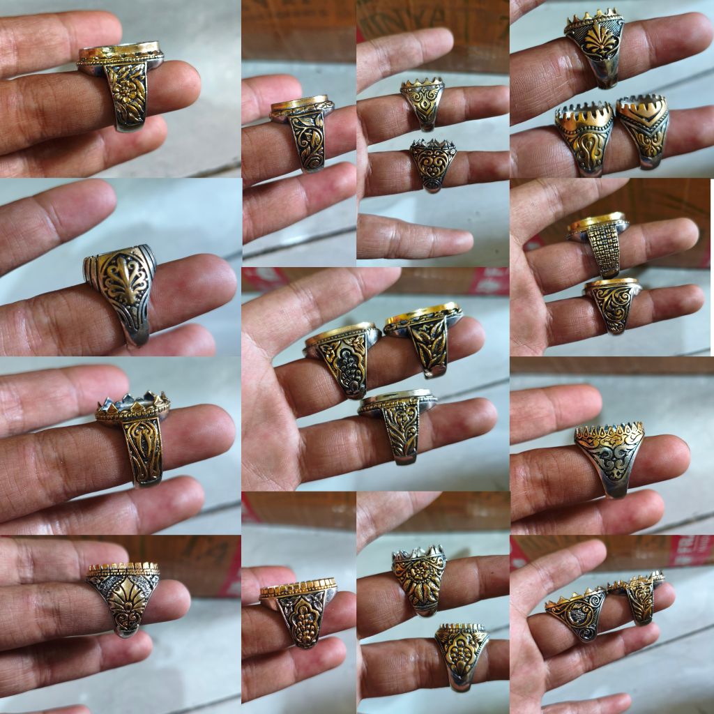 Emban cincin Alpaka Iranian kombinasi gold