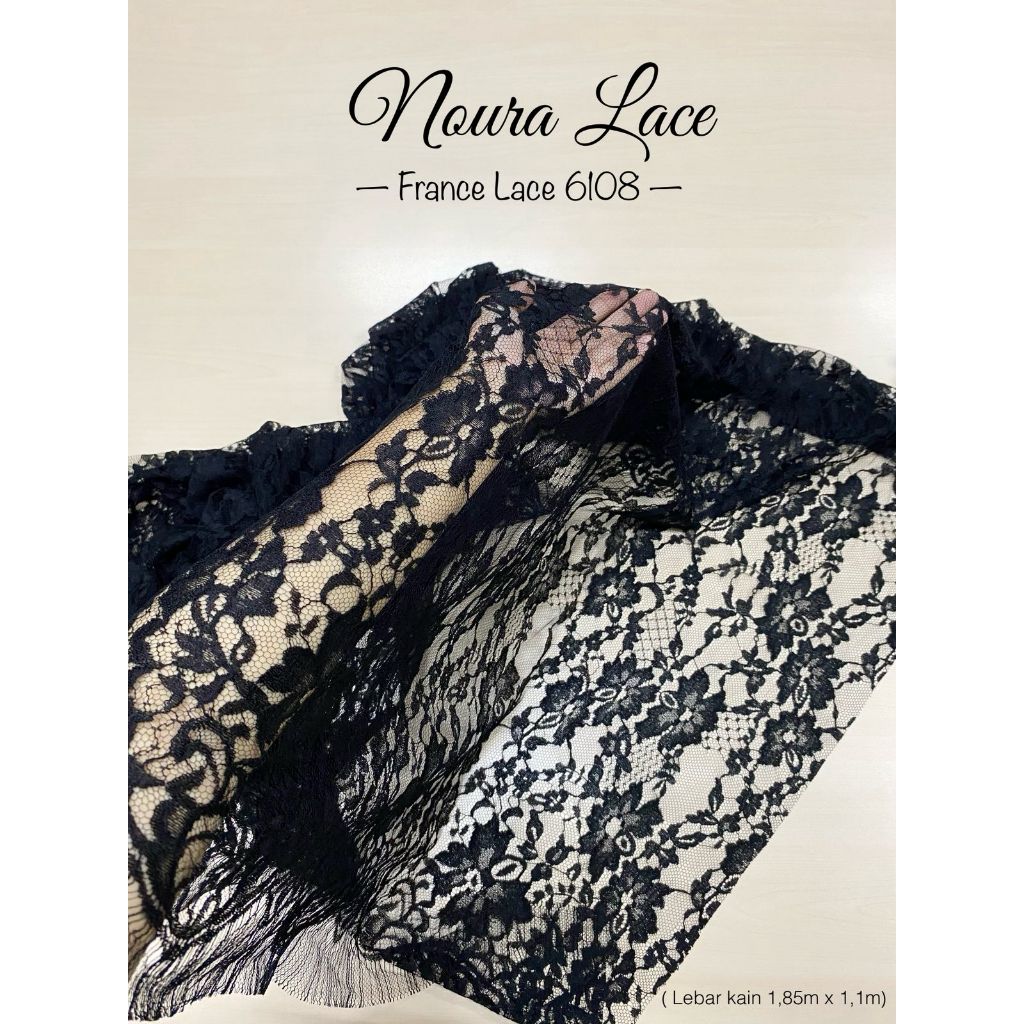 Noura Lace - Original France Lace 6108 - Ukuran kain 1,8m x 1,1m