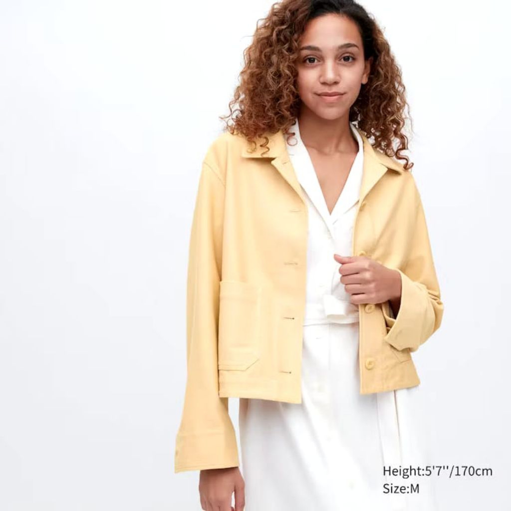 Preloved uniqlo jaket rileks jersey yellow