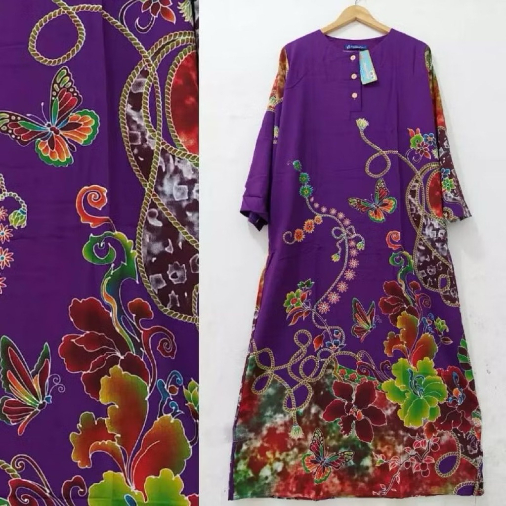 COD || TERBARU DASTER LONGDRESS 19 KENCANA UNGU LABEL BIRU MODEL TERBARU
