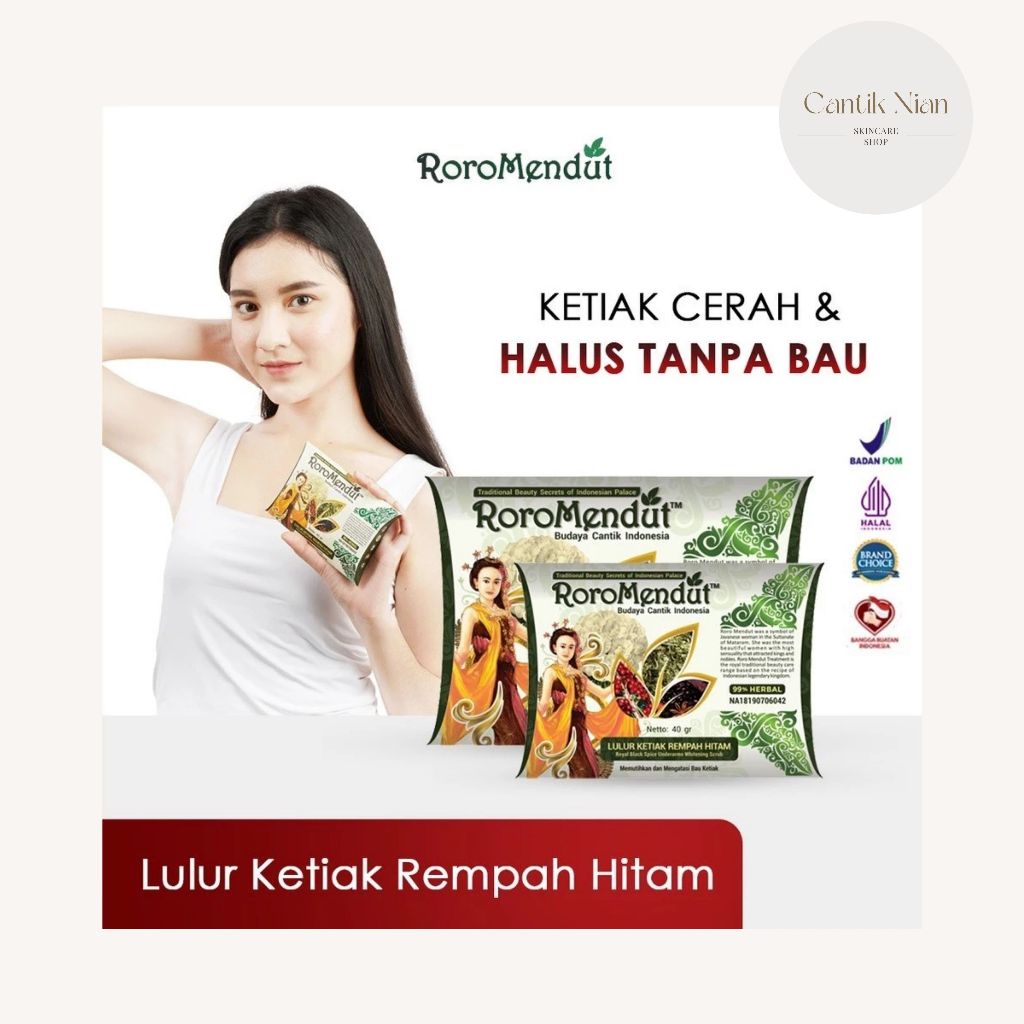 Roro Mendut Lulur Pemutih Ketiak Rempah Hitam - 20gr, 40gr - Herbal Underarm Whitening Brightening M