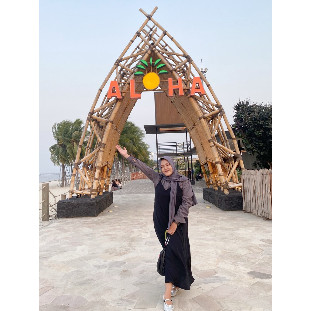 Long dress hitam tali kecil korea