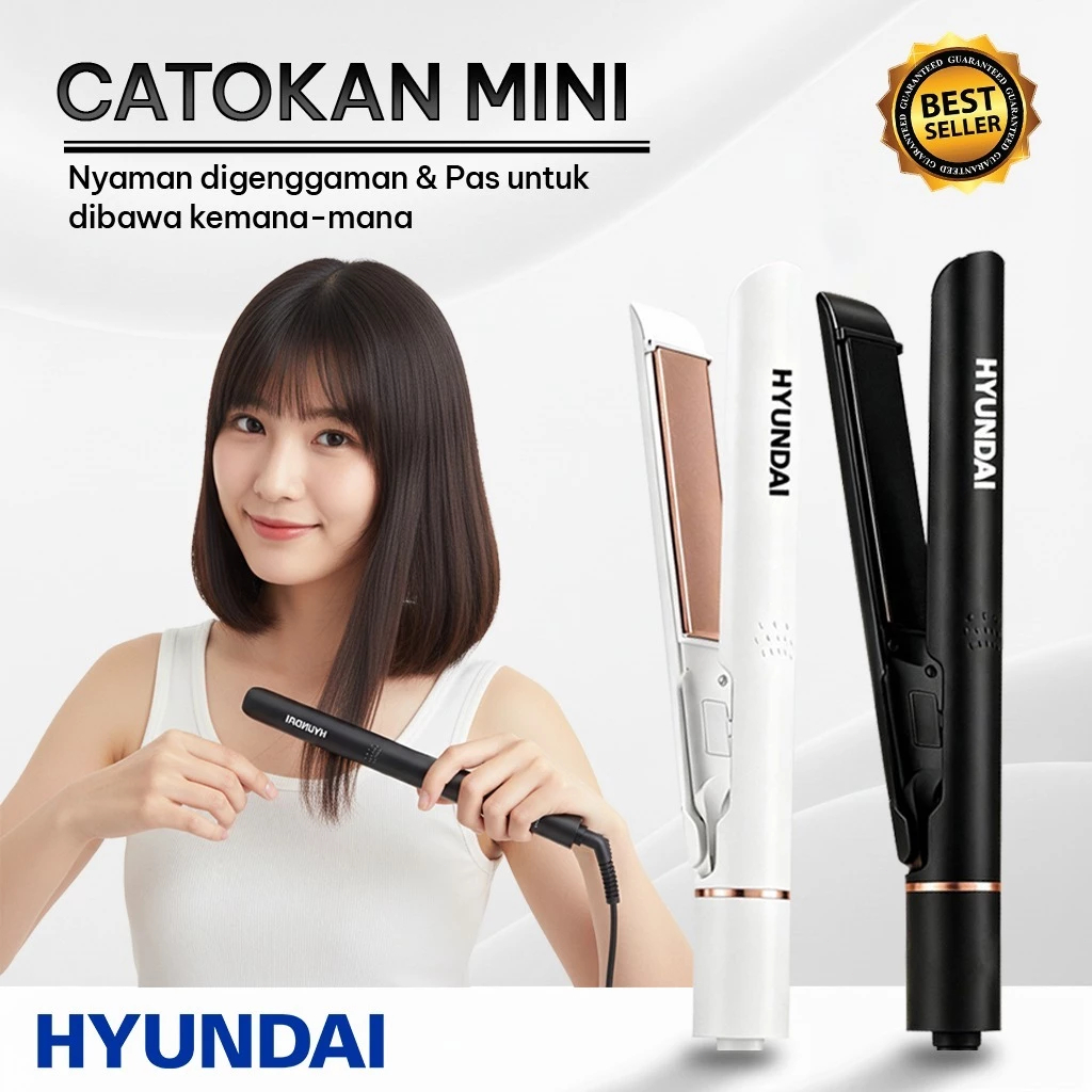 HYUNDAI - Catokan Rambut Mini Ionic Pelurus Rambut Profesional, Catokan Portable Bisa Dibawa Kemana-