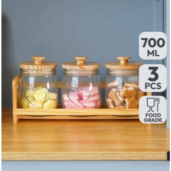 Informa set toples kaca untuk kue kedap udara